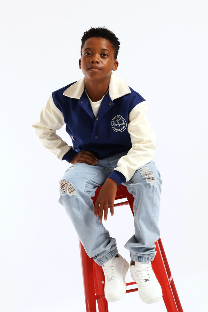 Bleach Blue Ripped Denim Jogger Jean - Blue