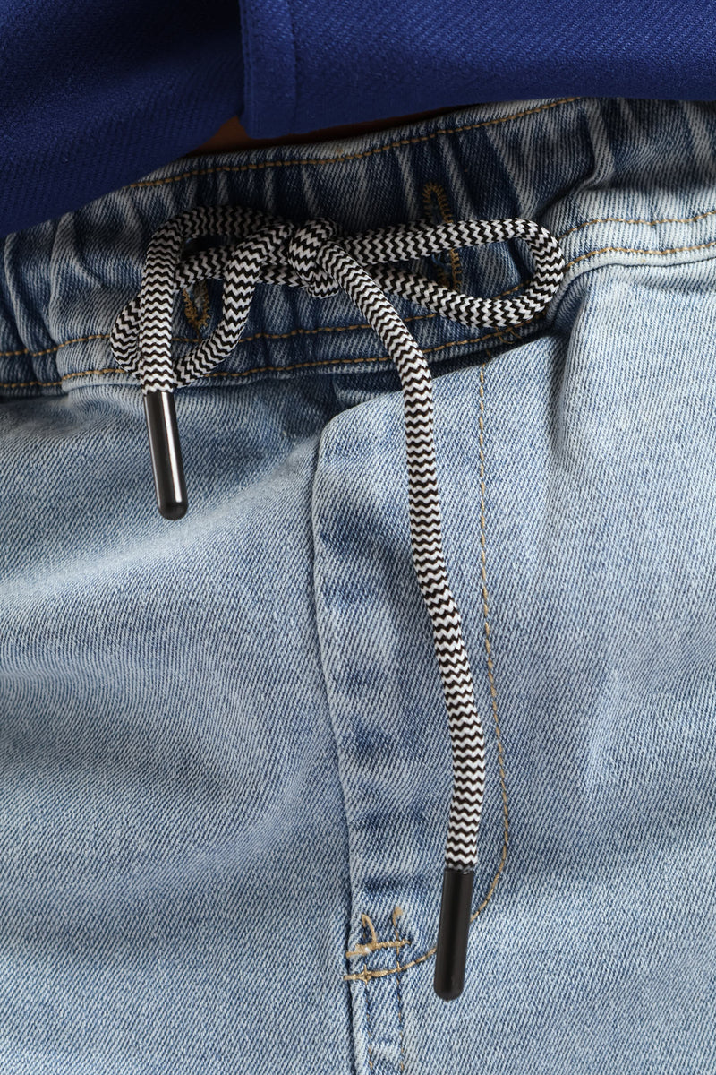 Bleach Blue Ripped Denim Jogger Jean - Blue