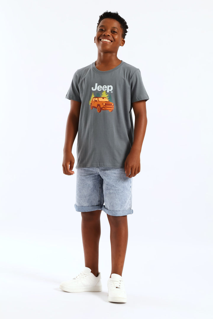 Pre-Boys Car Fashion Tee - Grey