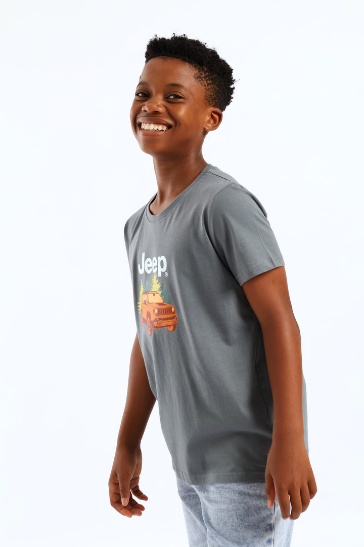 Pre-Boys Car Fashion Tee - Grey