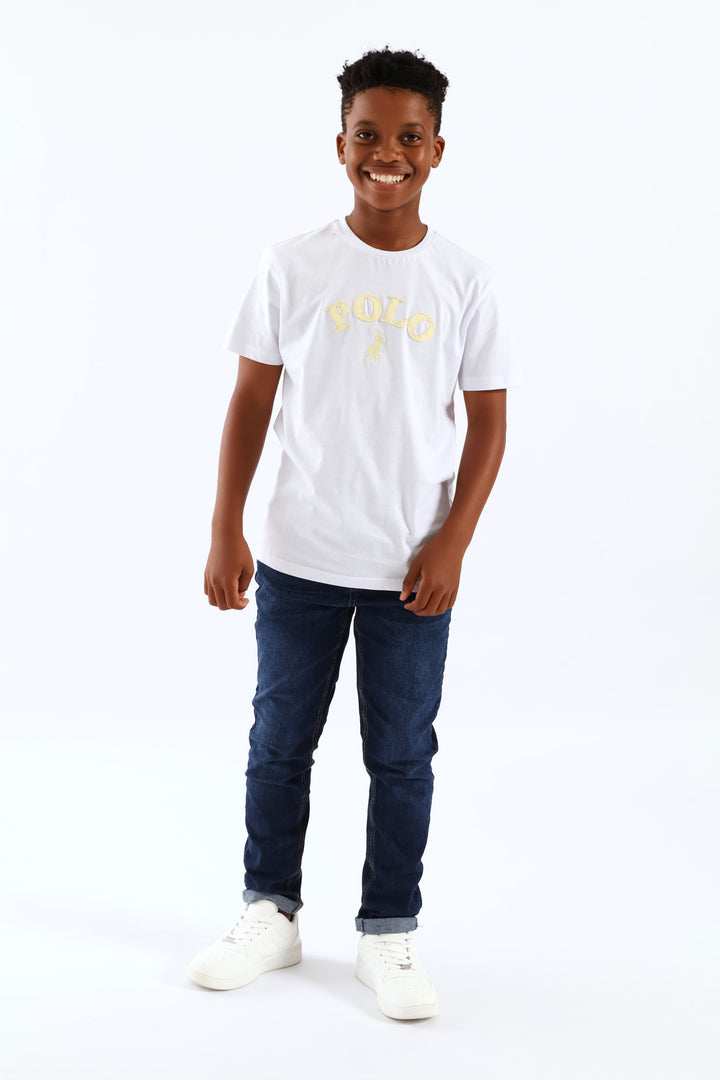 Boys Alistair Applique T-Shirt - White