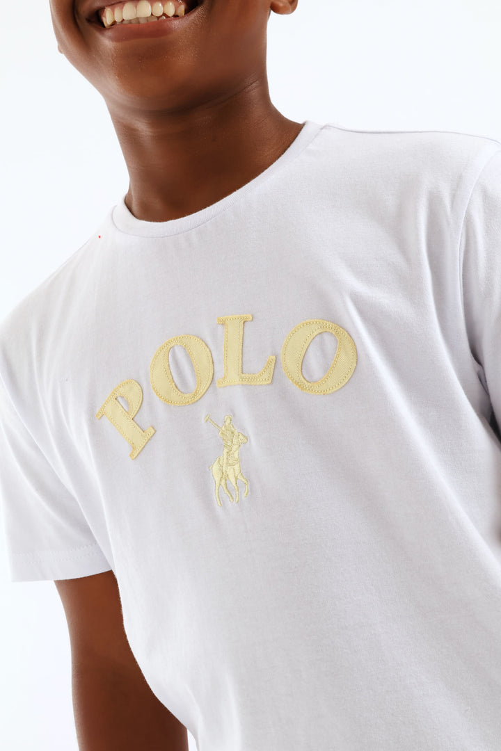 Boys Alistair Applique T-Shirt - White