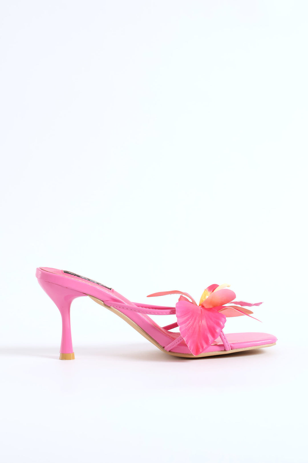 Flower Trim Strappy Mule Heel - Pink