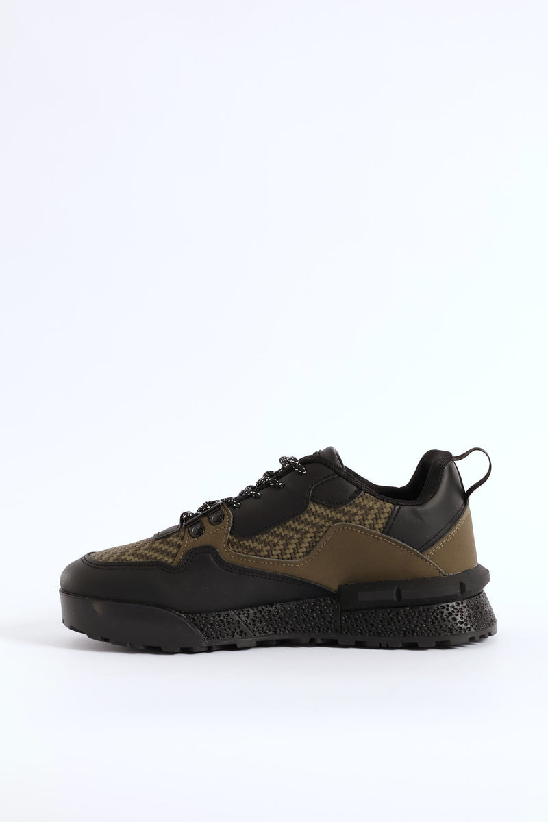 Spark Lace Up Fashion Trainer - Olive