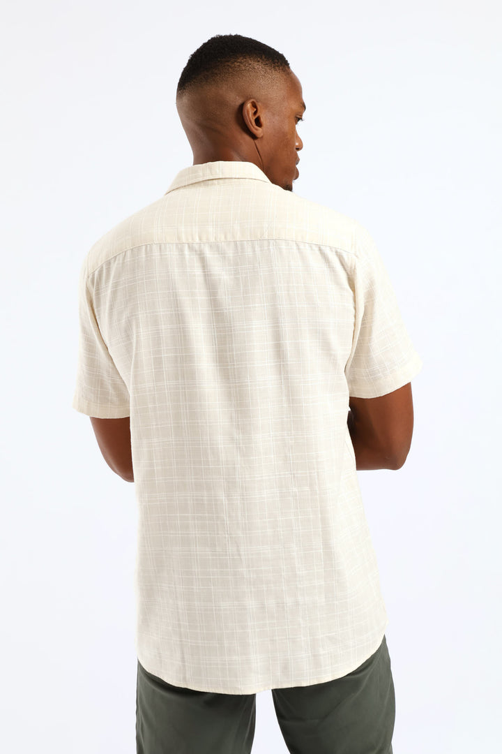 Self Check Regular Shirt - Light Stone