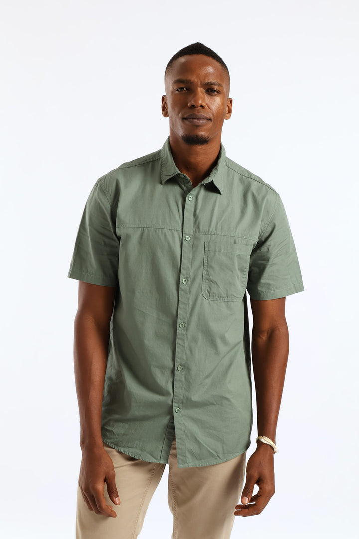 Panel Poplin Shirt - Sage
