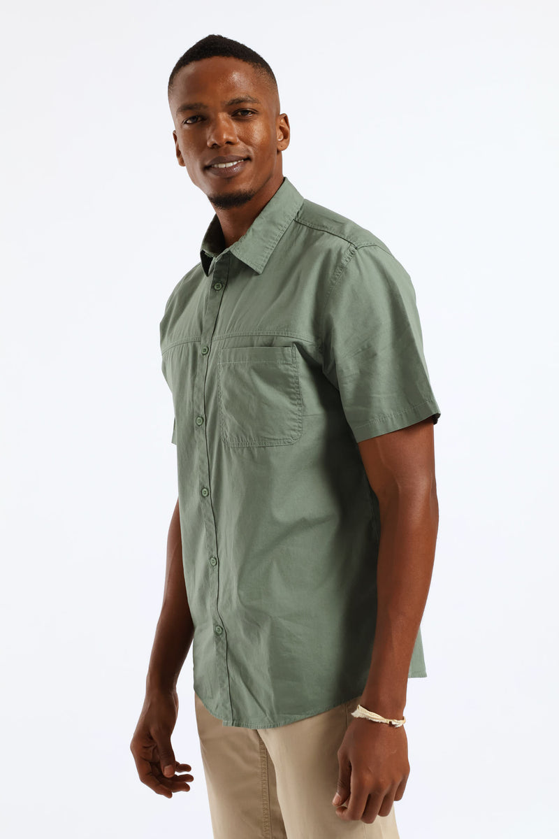 Panel Poplin Shirt - Sage