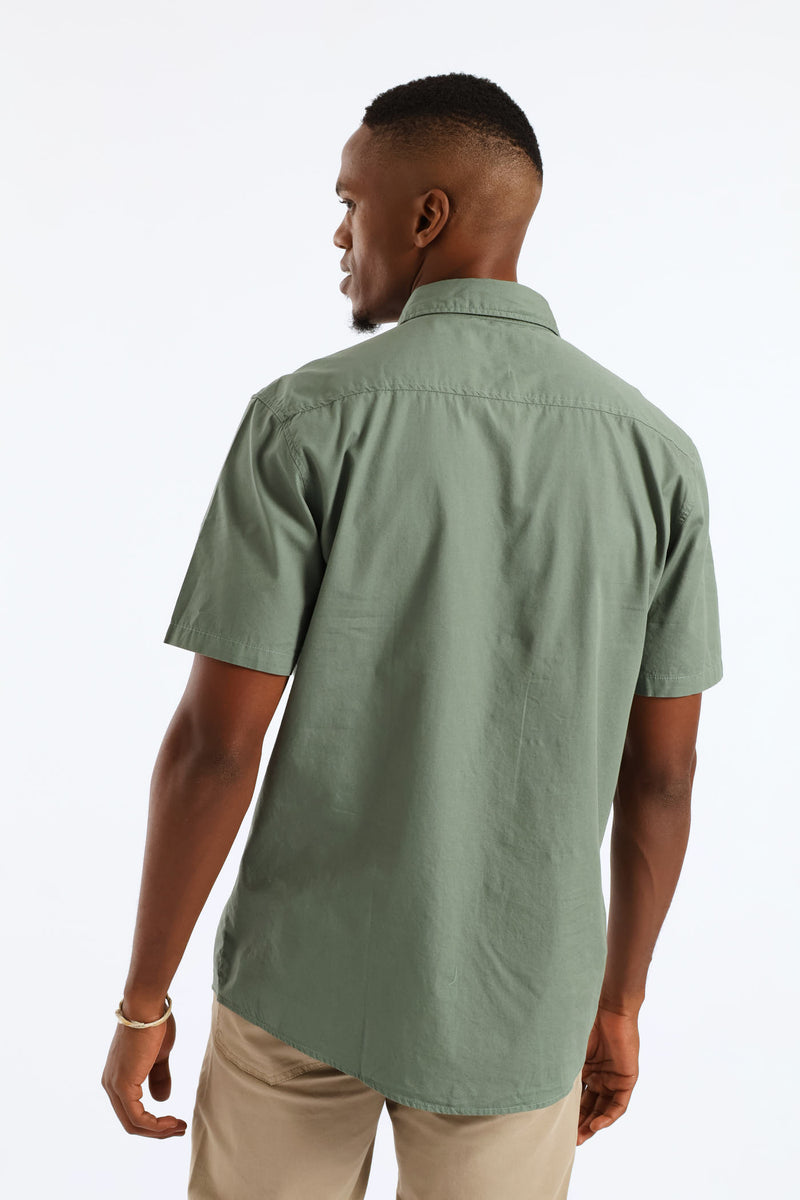 Panel Poplin Shirt - Sage