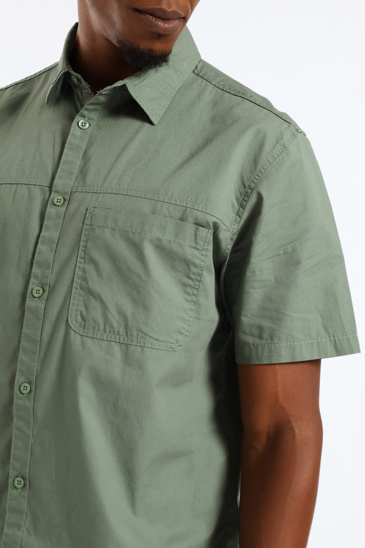 Panel Poplin Shirt - Sage
