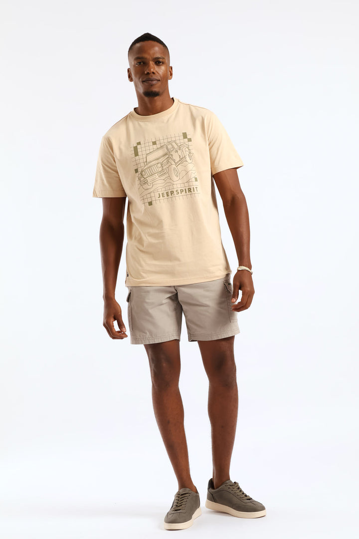 Fashion Car Graphic Tee - Khaki