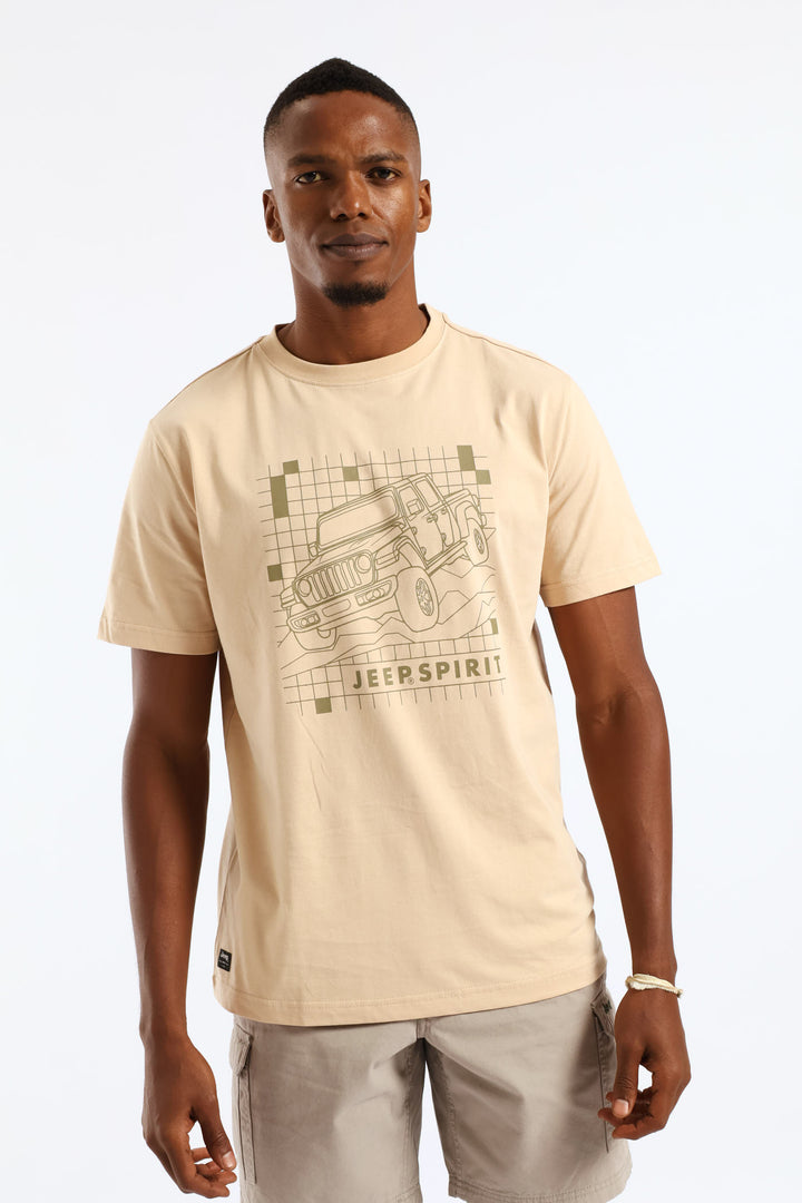 Fashion Car Graphic Tee - Khaki