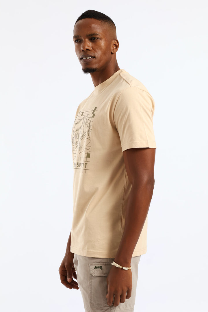 Fashion Car Graphic Tee - Khaki
