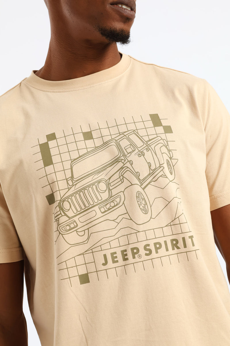 Fashion Car Graphic Tee - Khaki
