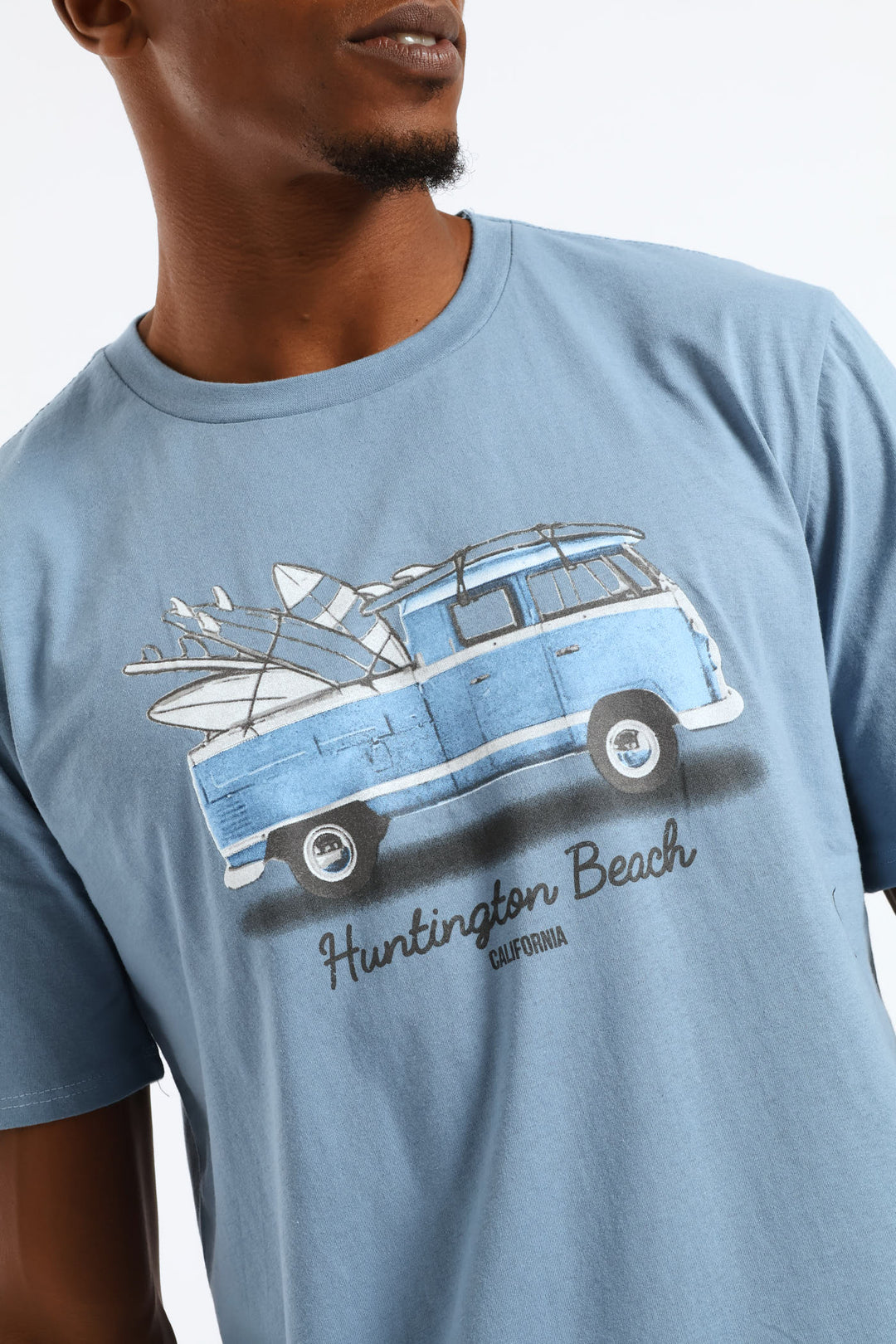 Surfboard Camper Van Tee - Steel Blue