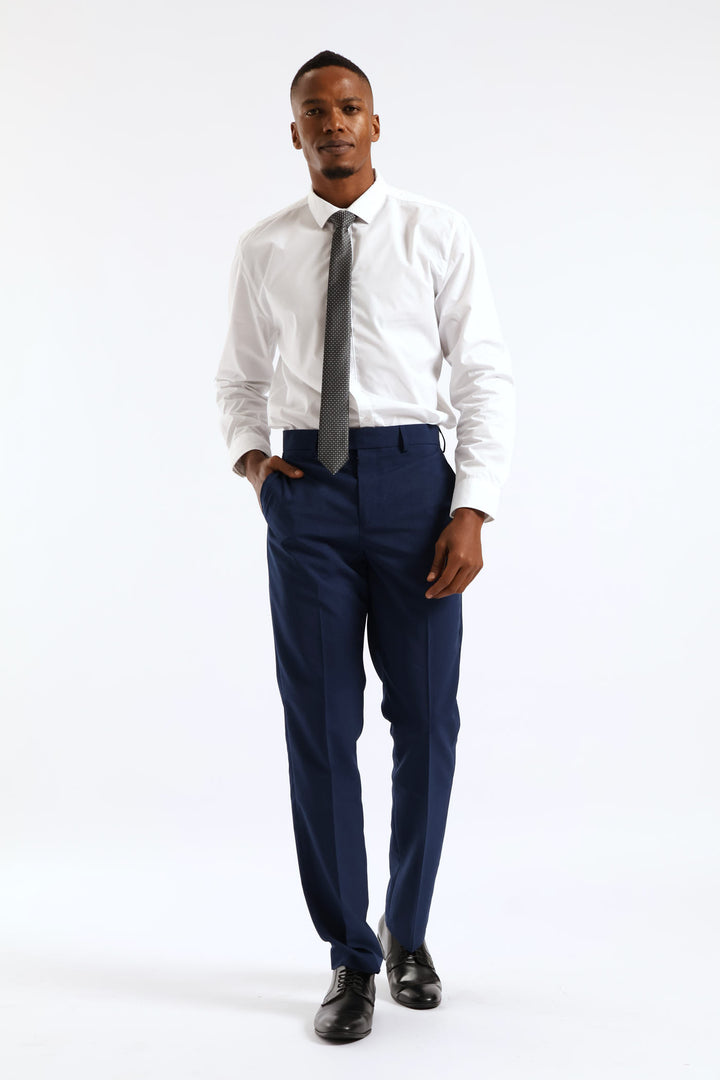 Regular Extended Waistband Check Trouser - Navy
