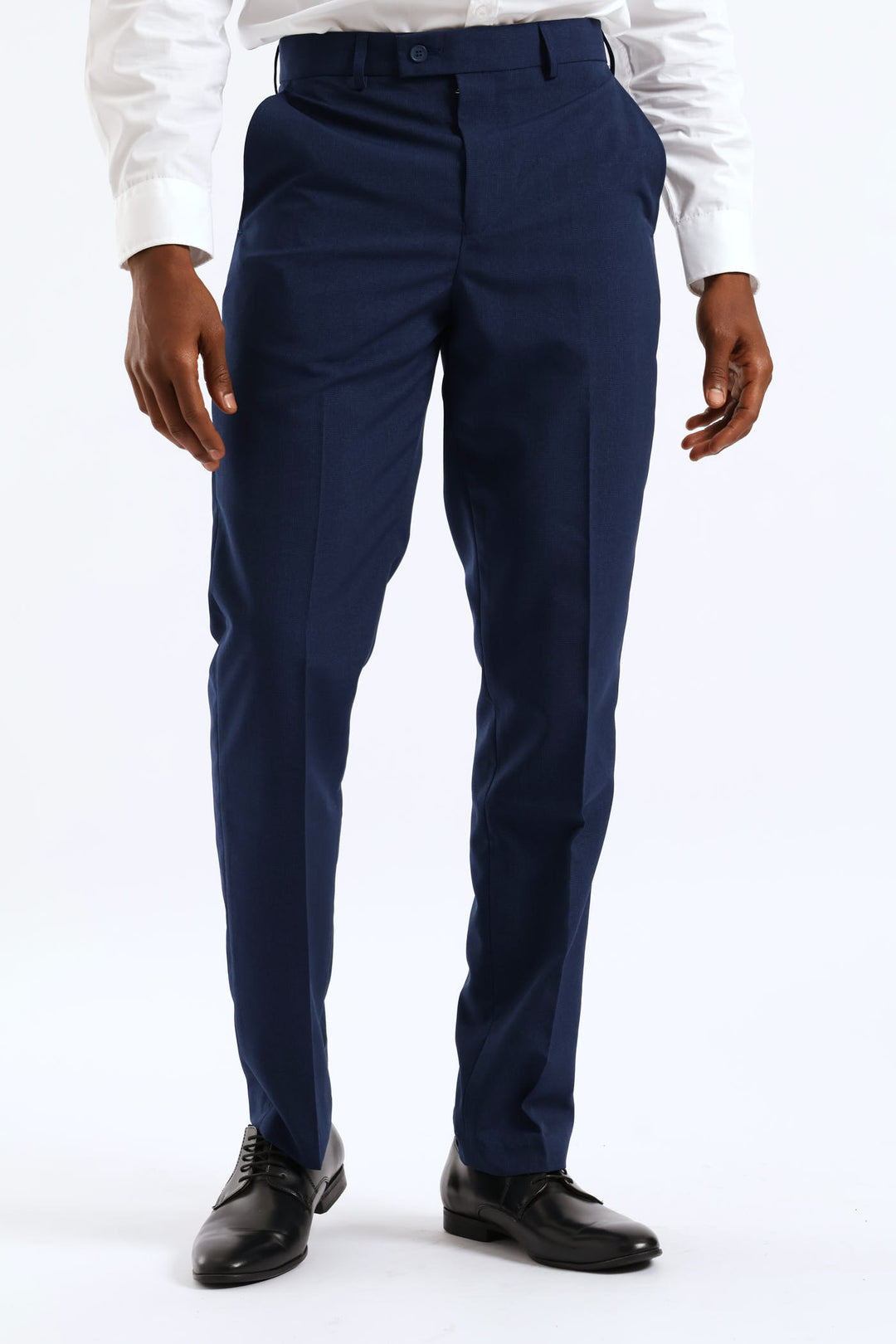 Regular Extended Waistband Check Trouser - Navy