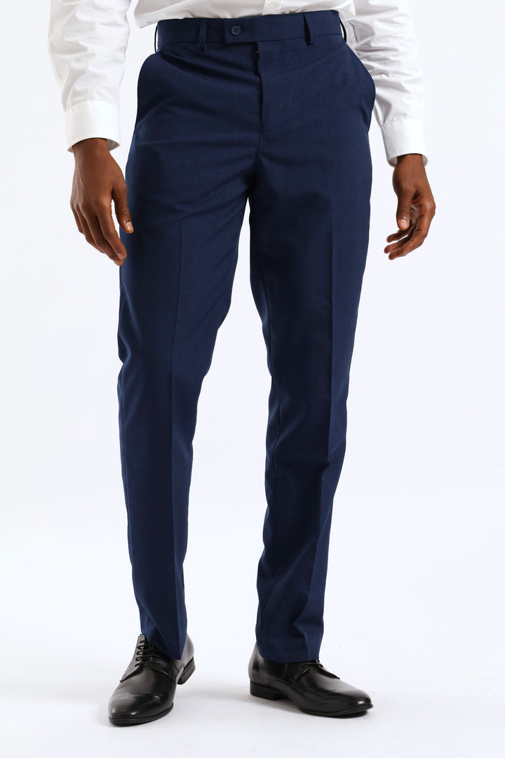 Regular Extended Waistband Check Trouser - Navy