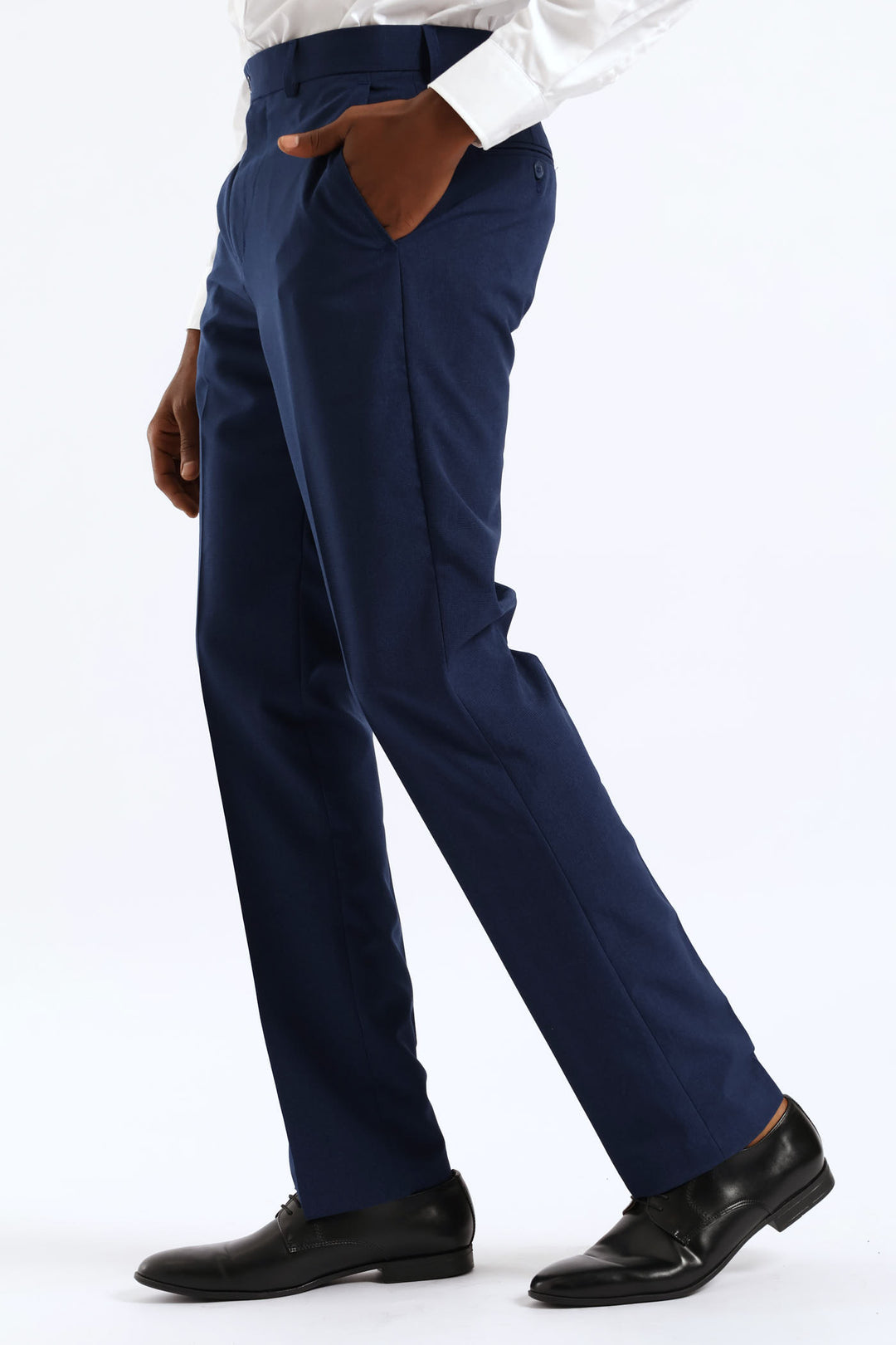 Regular Extended Waistband Check Trouser - Navy