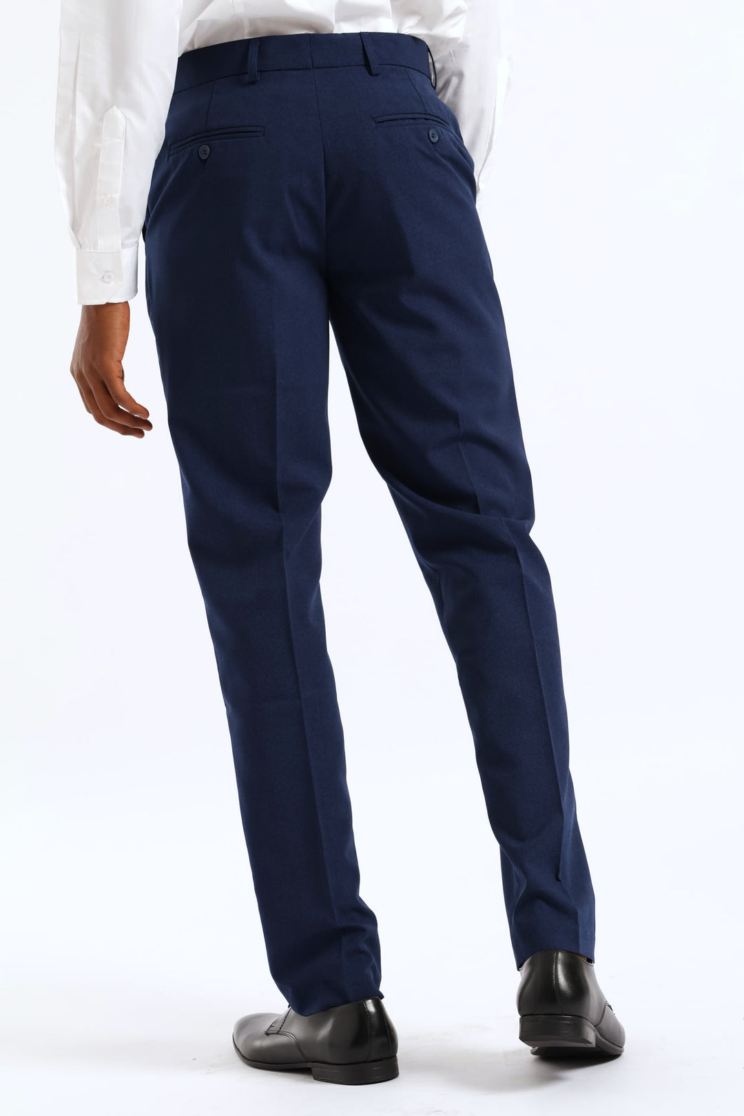 Regular Extended Waistband Check Trouser - Navy