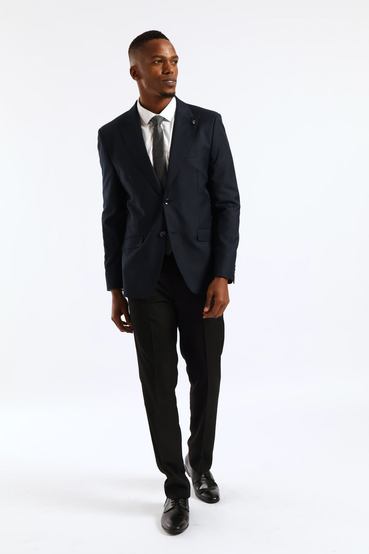 Regular Extended Waistband Check Trouser - Navy