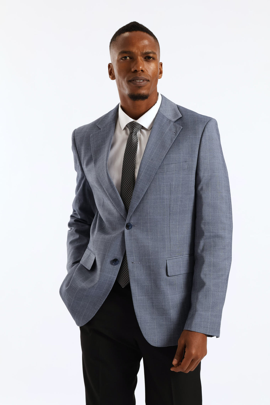 Soft Check Blazer - Dark Blue