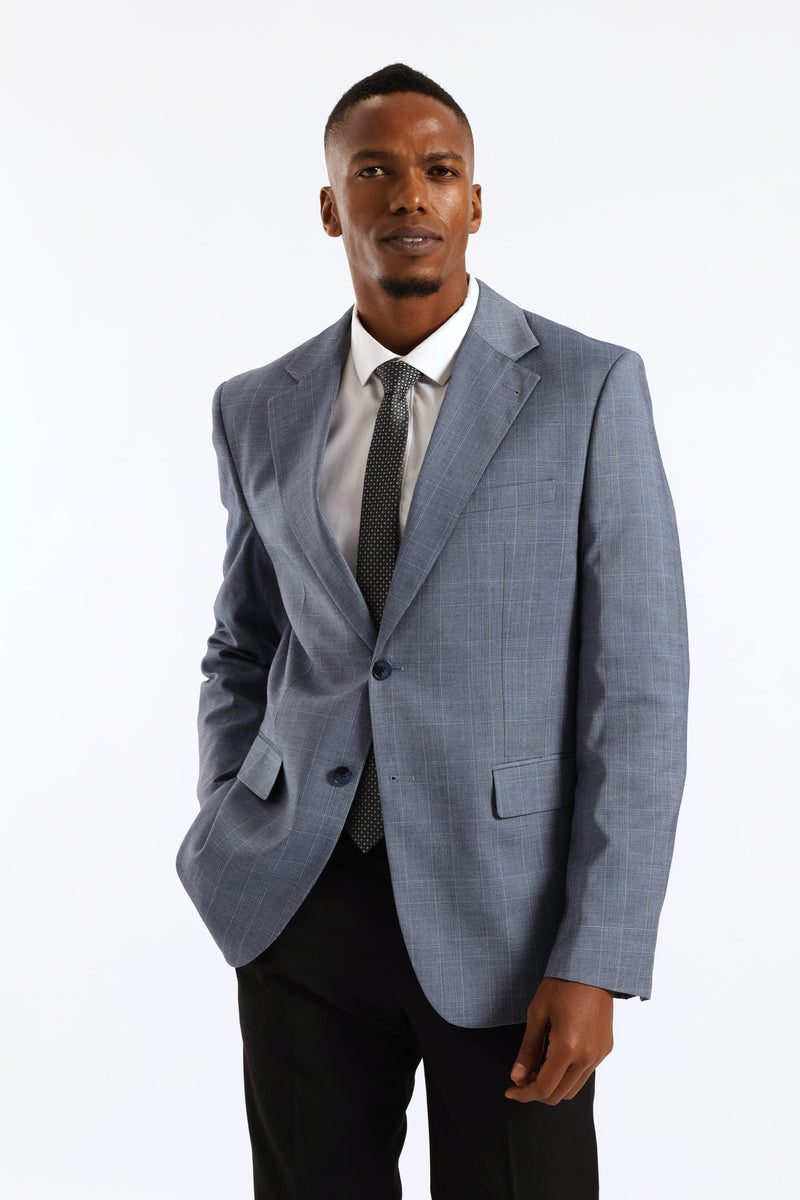 Soft Check Blazer - Dark Blue