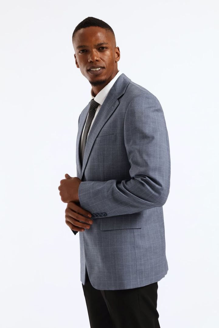 Soft Check Blazer - Dark Blue