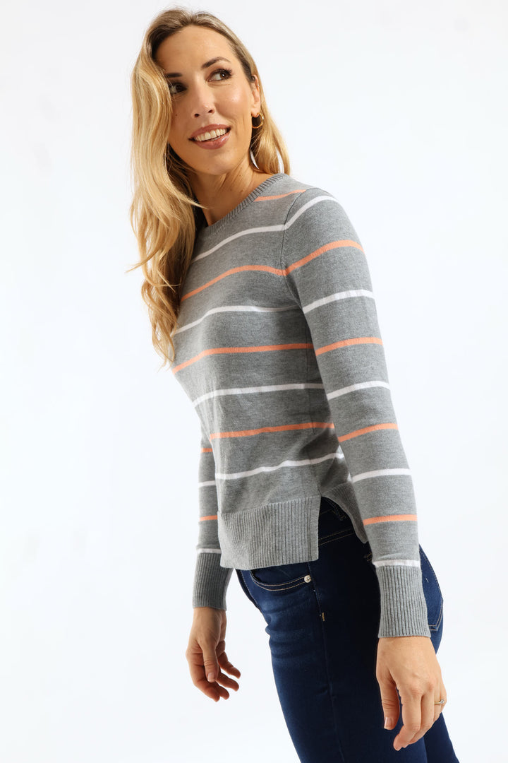 Striped Pullover - Grey