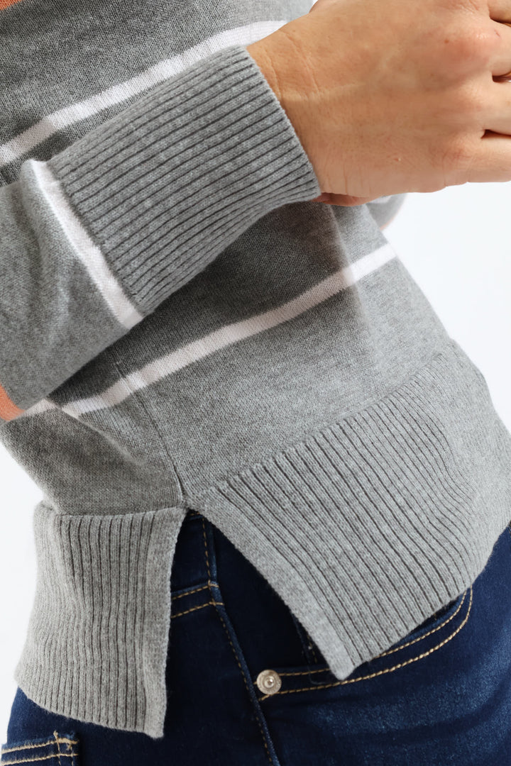 Striped Pullover - Grey
