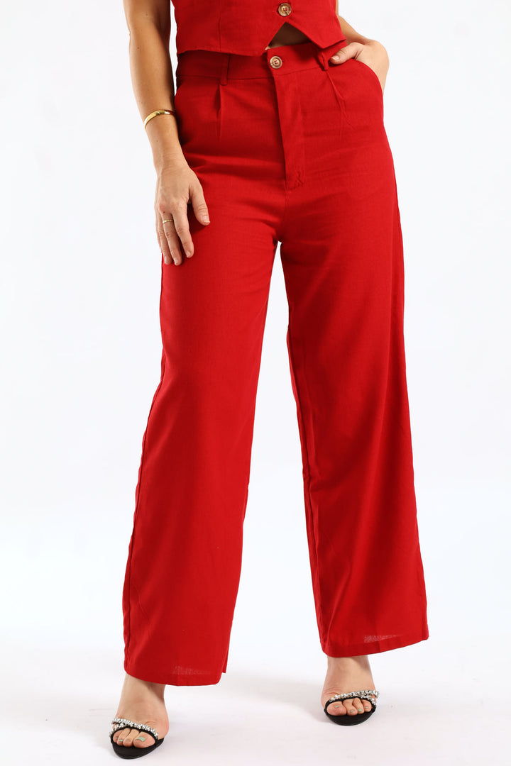 Pintuck Tailored Wideleg Linen Pants