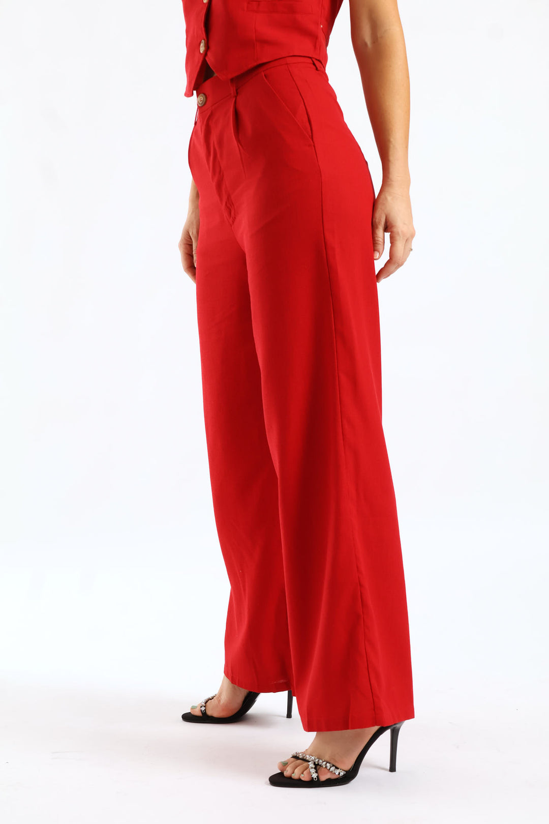 Pintuck Tailored Wideleg Linen Pants