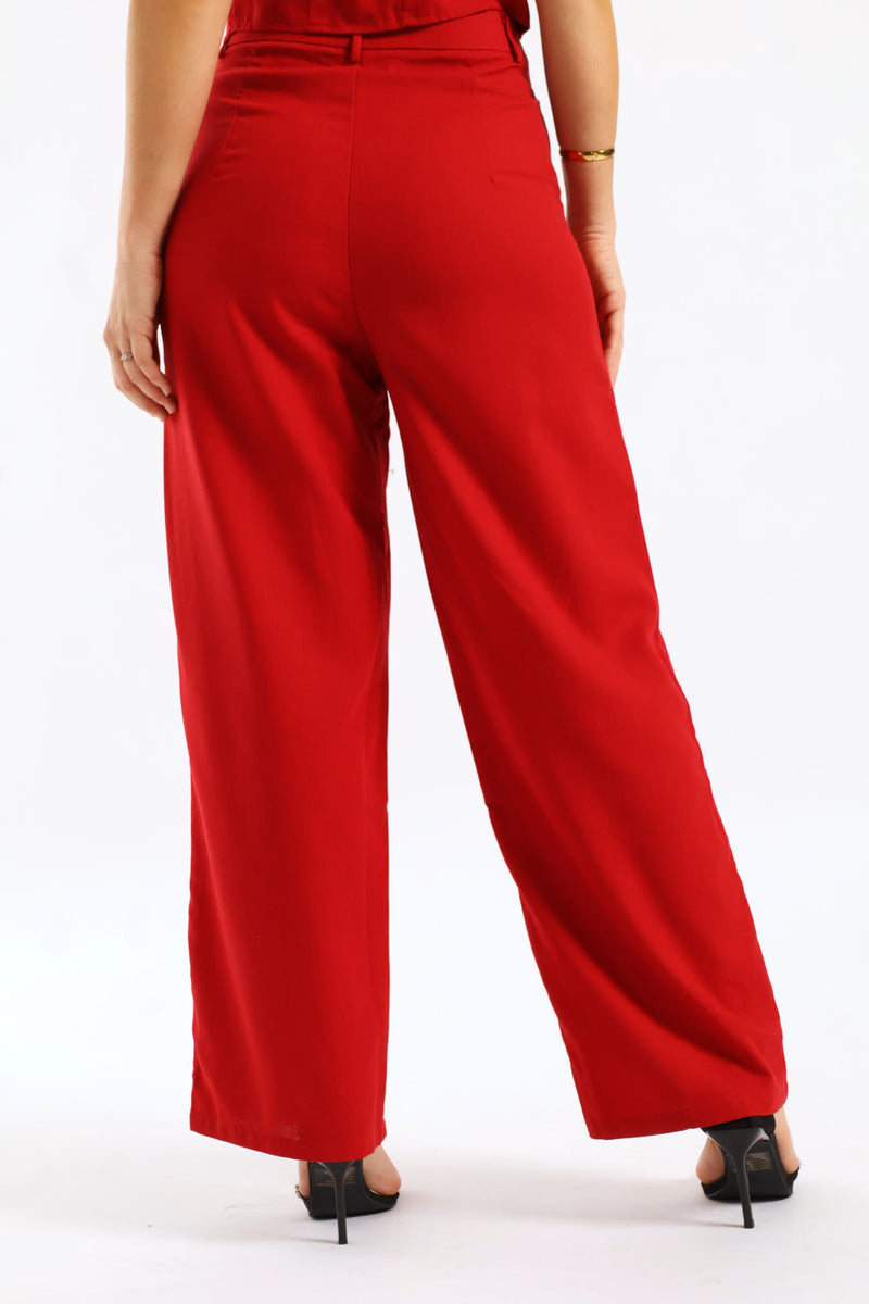 Pintuck Tailored Wideleg Linen Pants