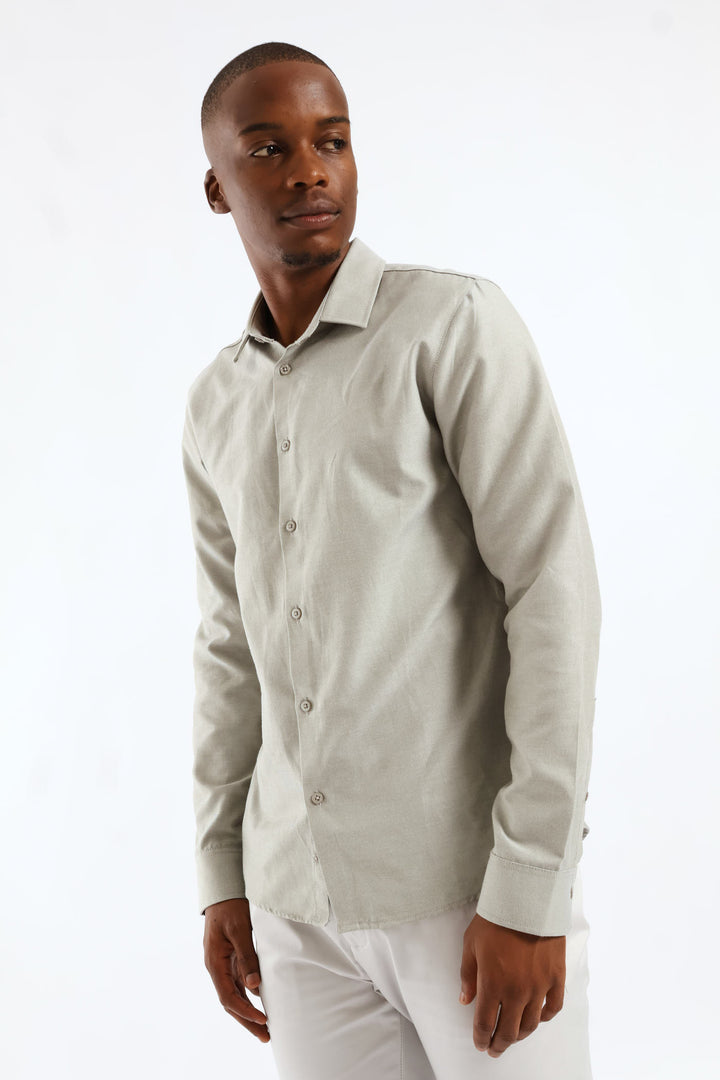 Linen Look Textured Shirt - Sage