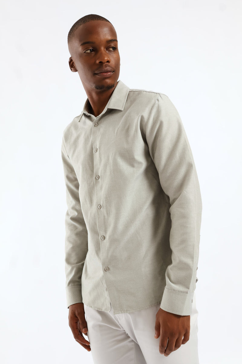 Linen Look Textured Shirt - Sage