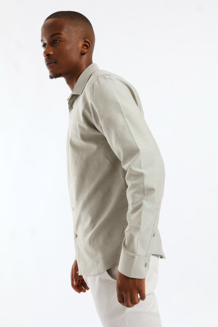 Linen Look Textured Shirt - Sage