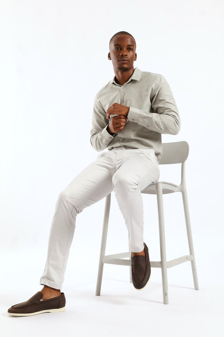 Linen Look Textured Shirt - Sage