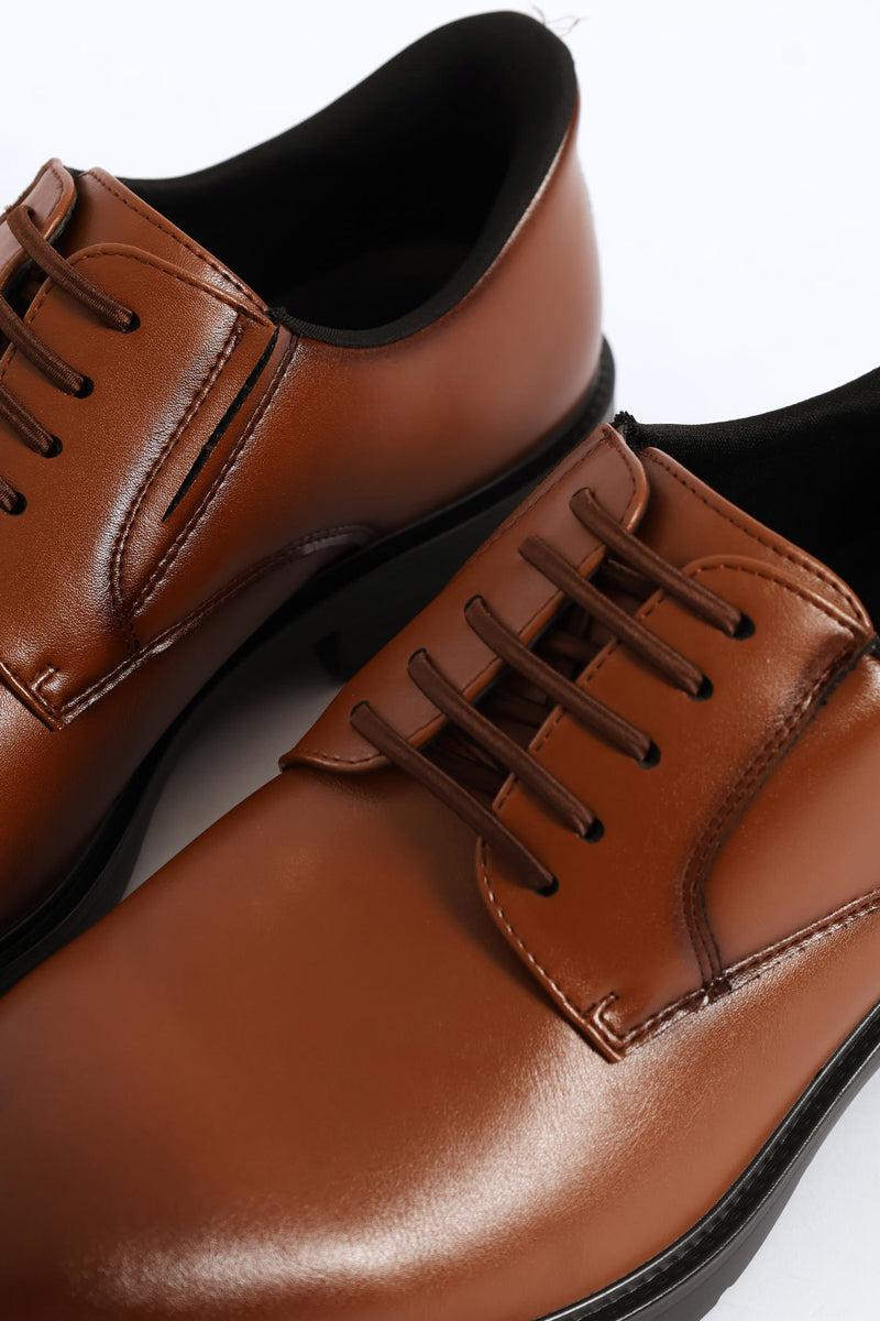 Pc Eezy Fit Plain Toe Derby Shoe - Tan
