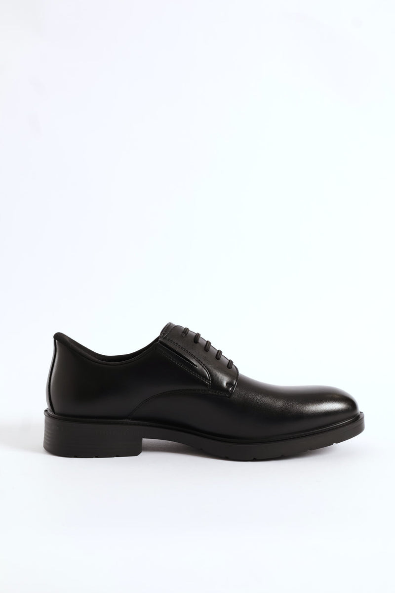 Eezy Fit Plain Toe Derby Shoe - Black