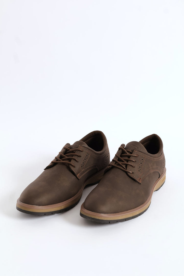 Smart Casual Lace Up Derby Shoe - Brown