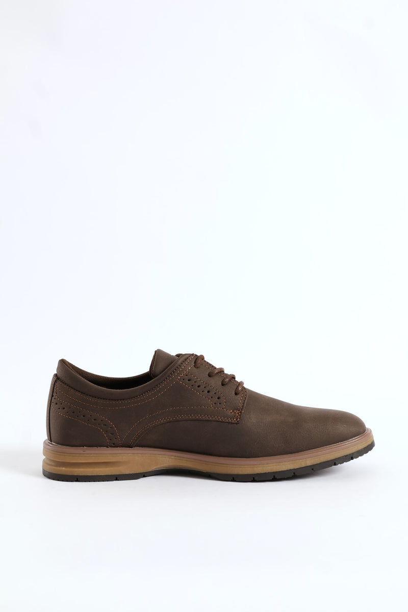 Smart Casual Lace Up Derby Shoe - Brown