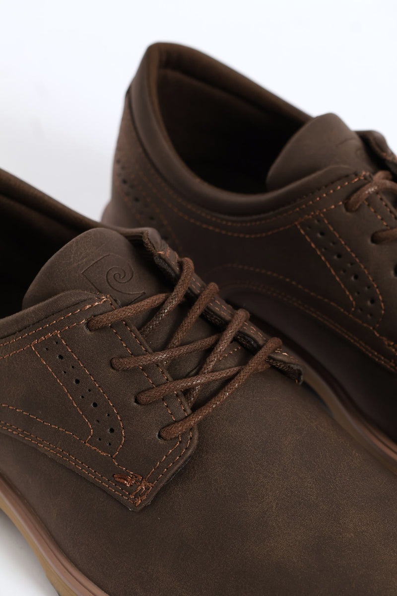 Smart Casual Lace Up Derby Shoe - Brown
