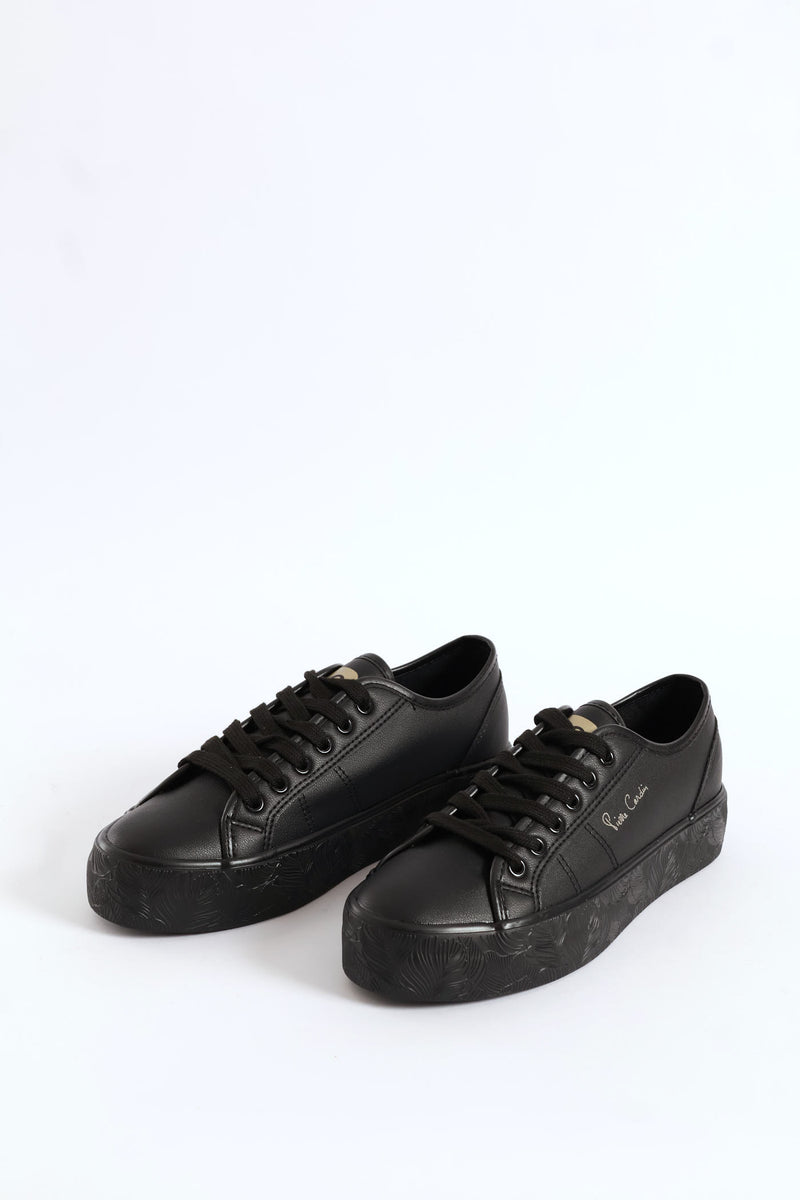 Floral Platform Sneaker - Black
