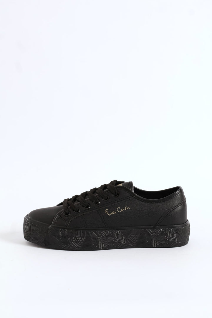 Floral Platform Sneaker - Black