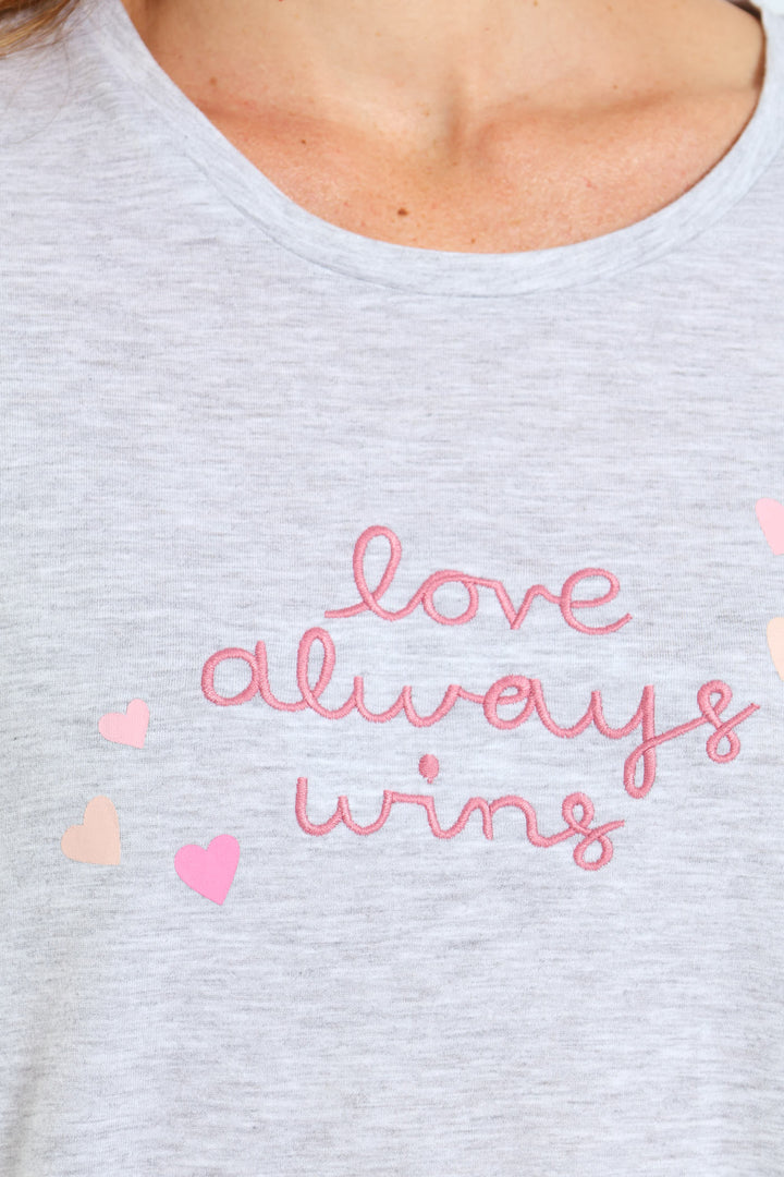 Love Wins Screen Print Tee - Grey Melange