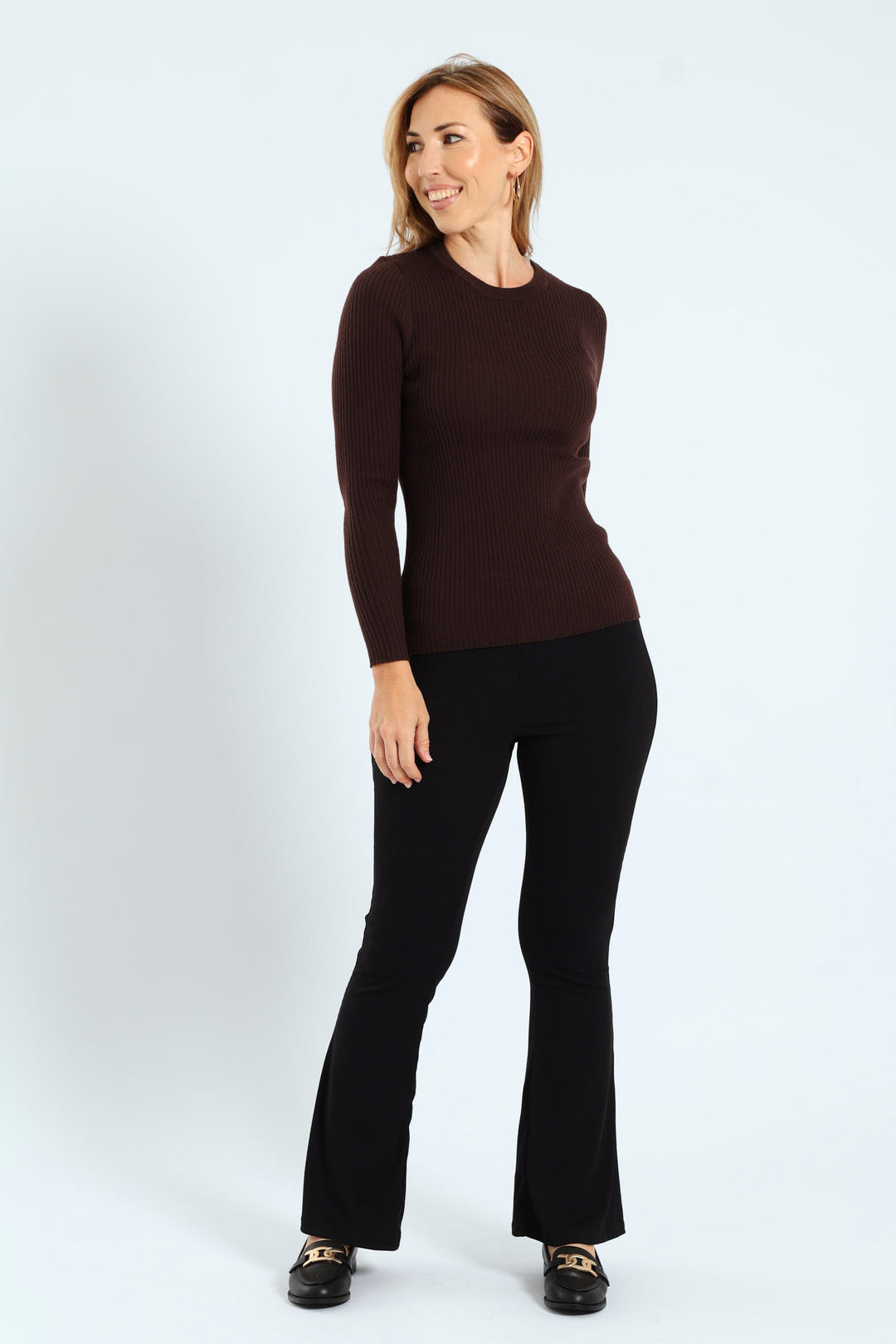 Ribbed Plain Pullover - Bitter Chocolate