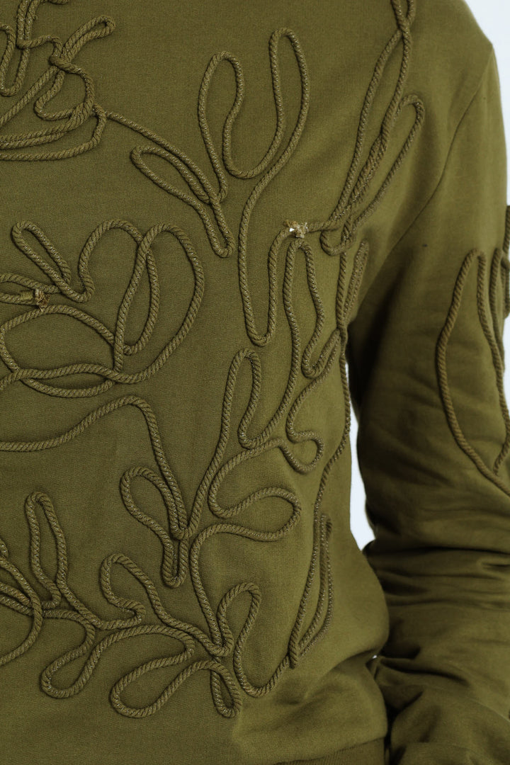 Long Sleeve Foliage Cornelli Fleece Pullover - Fatigue
