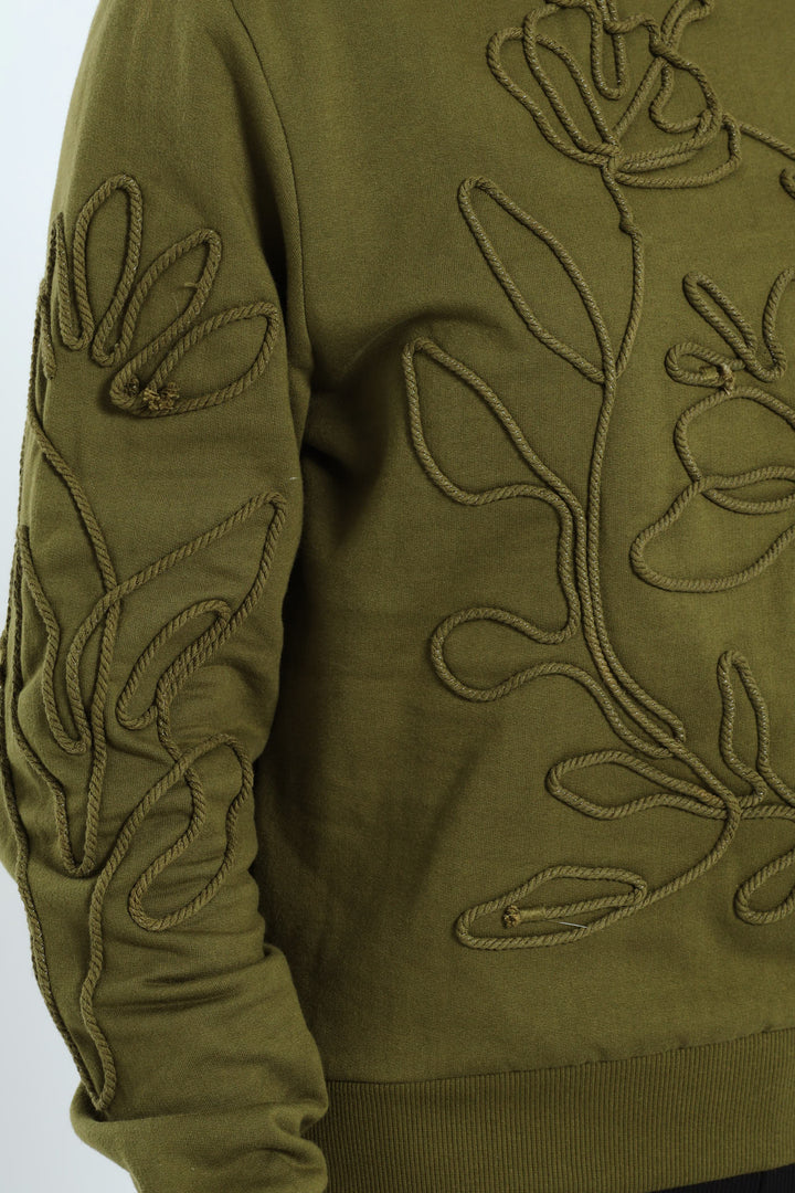 Long Sleeve Foliage Cornelli Fleece Pullover - Fatigue
