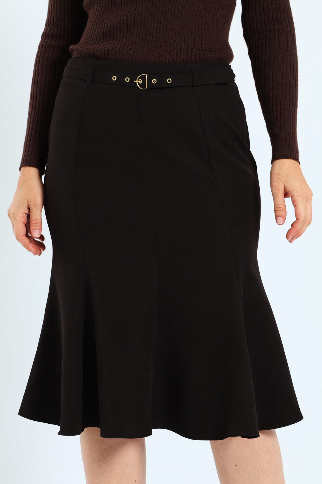 8 Panel Flared Skirt - Black
