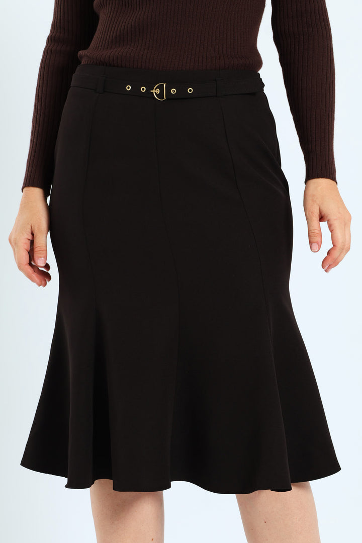 8 Panel Flared Skirt - Black