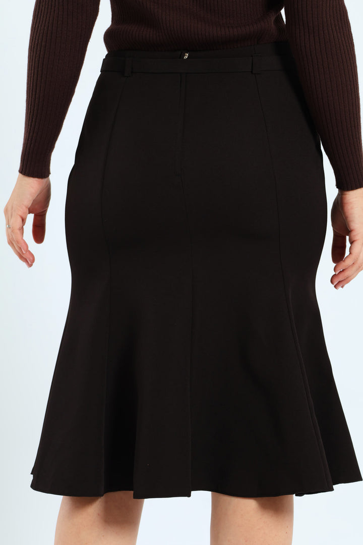 8 Panel Flared Skirt - Black